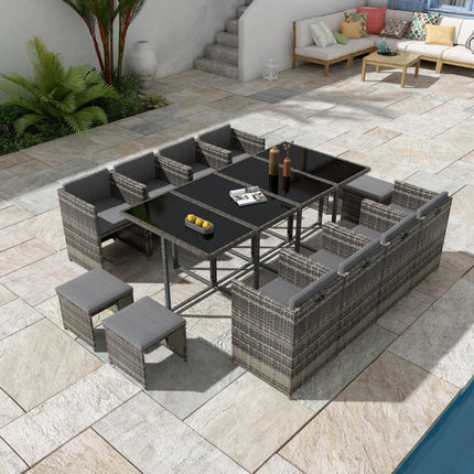 Outdoor PE Wicker Storage Box Garden 320L-Grey.