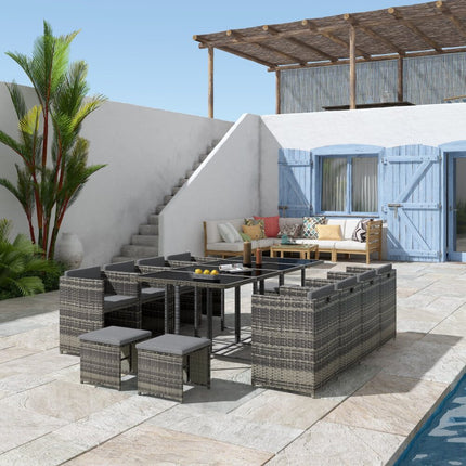 Outdoor PE Wicker Storage Box Garden 320L-Grey.