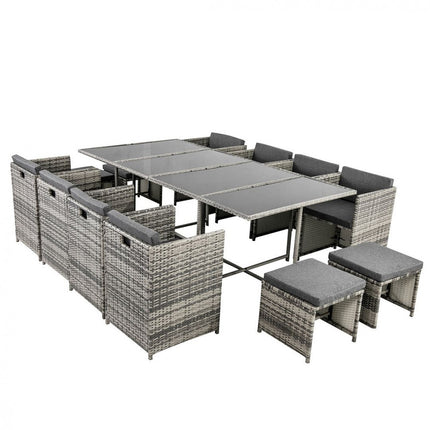 Outdoor PE Wicker Storage Box Garden 320L-Grey.