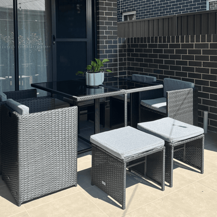Outdoor PE Wicker Storage Box Garden 320L-Grey