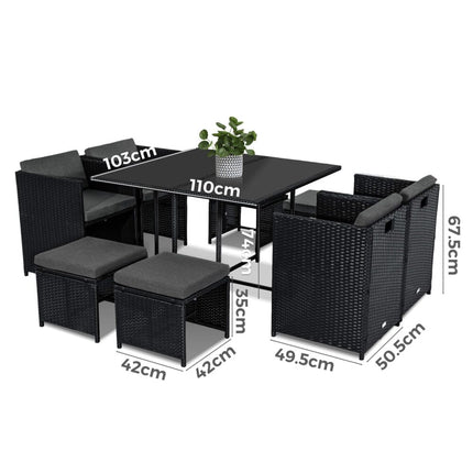 Outdoor PE Wicker Storage Box Garden 320L-Grey