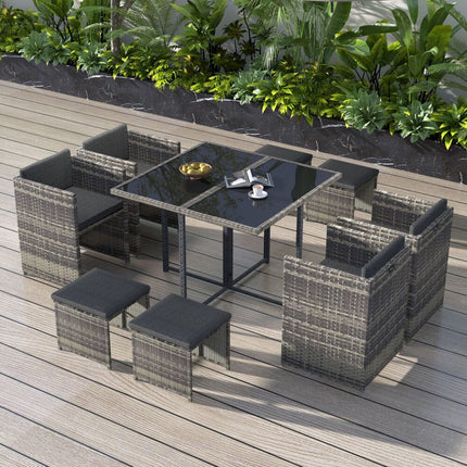 8PCS Outdoor Furniture Modular Lounge Sofa Lizard-Grey.