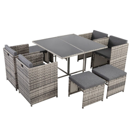 8PCS Outdoor Furniture Modular Lounge Sofa Lizard-Grey.