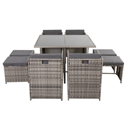 8PCS Outdoor Furniture Modular Lounge Sofa Lizard-Grey.