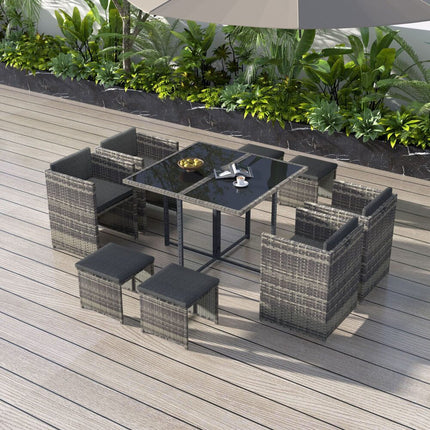 8PCS Outdoor Furniture Modular Lounge Sofa Lizard-Grey.