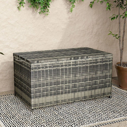 Outdoor PE Wicker Storage Box Garden 320L-Grey.