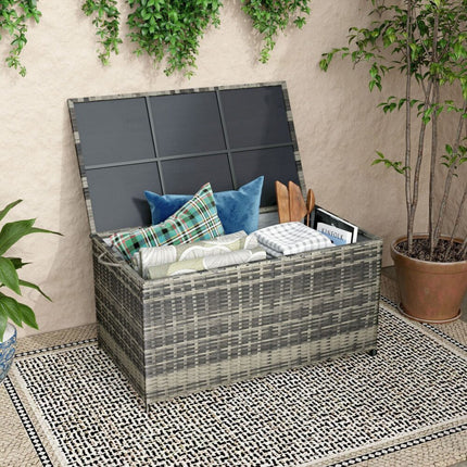 Outdoor PE Wicker Storage Box Garden 320L-Grey.
