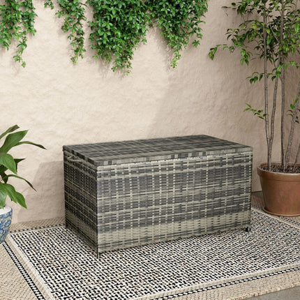 Outdoor PE Wicker Storage Box Garden 320L-Grey.