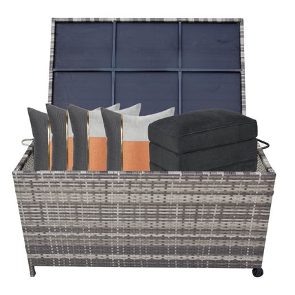 Outdoor PE Wicker Storage Box Garden 320L-Grey.