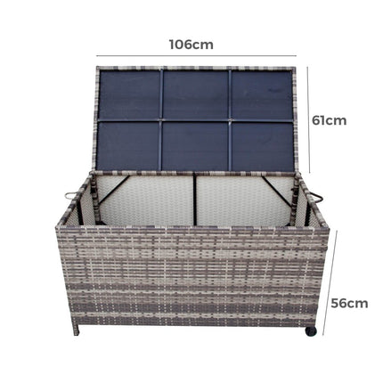 Outdoor PE Wicker Storage Box Garden 320L-Grey.