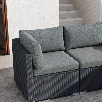 Ottoman-Style Outdoor Lounge Set in Black.