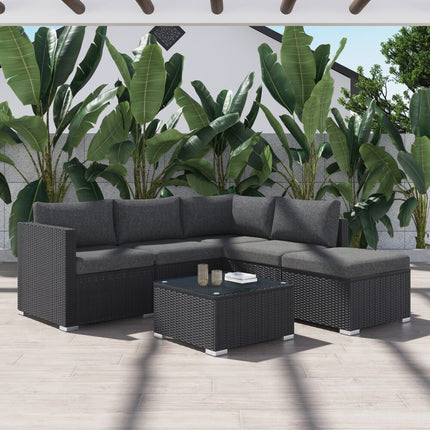 Ottoman-Style Outdoor Lounge Set in Black.