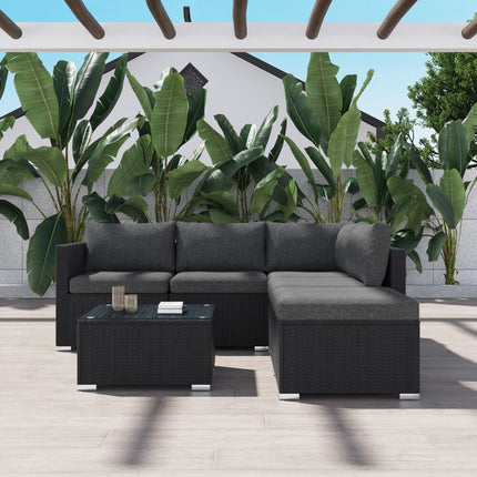 Ottoman-Style Outdoor Lounge Set in Black.