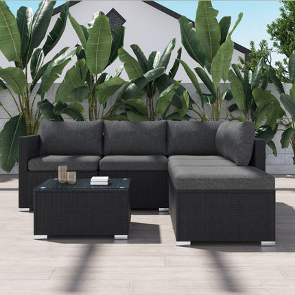 Ottoman-Style Outdoor Lounge Set in Black.