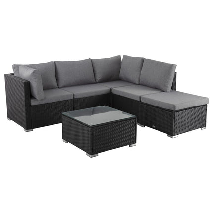 Ottoman-Style Outdoor Lounge Set in Black.