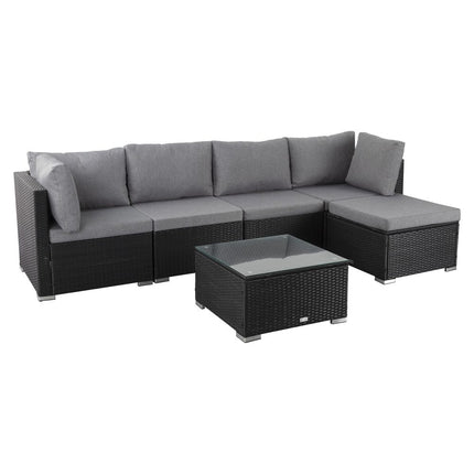 Ottoman-Style Outdoor Lounge Set in Black.
