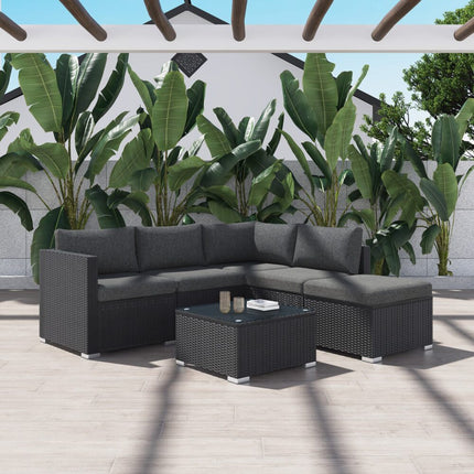 Ottoman-Style Outdoor Lounge Set in Black.