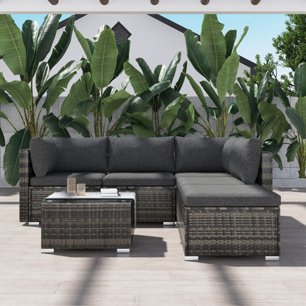 Ottoman-Style Outdoor Lounge Set in Grey.