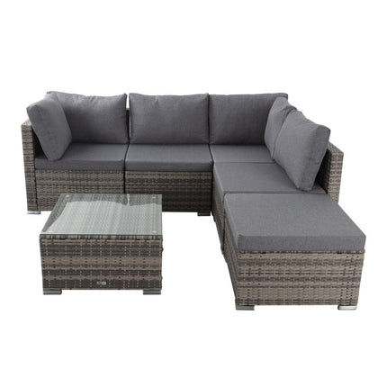 Ottoman-Style Outdoor Lounge Set in Grey.