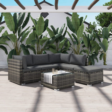Ottoman-Style Outdoor Lounge Set in Grey.