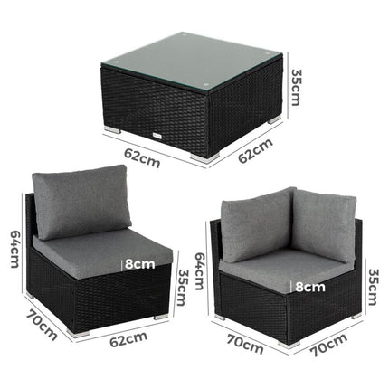 Modern Outdoor 7 Piece Lounge Set with Slatted Polywood Design Tables.