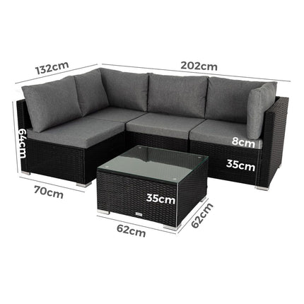 Modern Outdoor 7 Piece Lounge Set with Slatted Polywood Design Tables.
