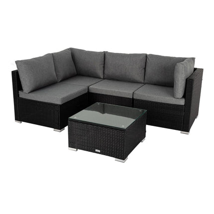 Modern Outdoor 7 Piece Lounge Set with Slatted Polywood Design Tables.