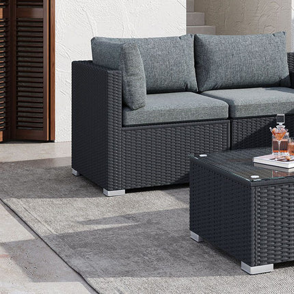 6PCS Outdoor Modular Lounge Sofa Coogee-Black.