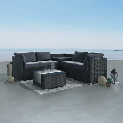 6PCS Outdoor Modular Lounge Sofa Coogee-Black.