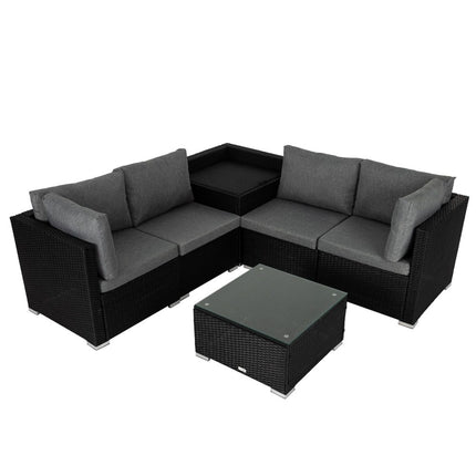 6PCS Outdoor Modular Lounge Sofa Coogee-Black.