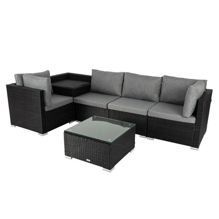 6PCS Outdoor Modular Lounge Sofa Coogee-Black.