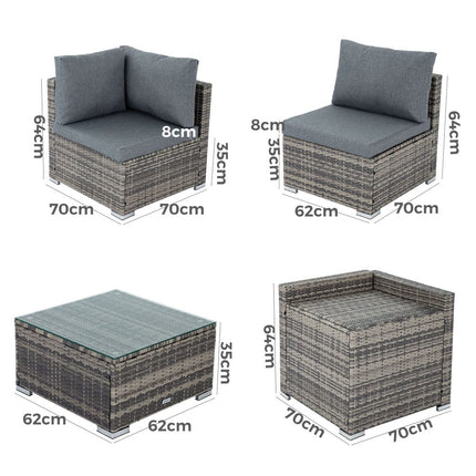 6PCS Outdoor Modular Lounge Sofa Coogee-Black.