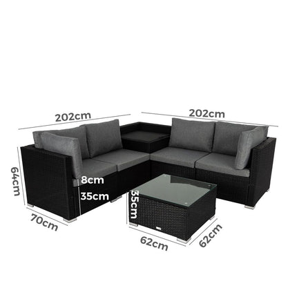 6PCS Outdoor Modular Lounge Sofa Coogee-Black.