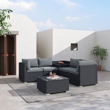 6PCS Outdoor Modular Lounge Sofa Coogee-Black.