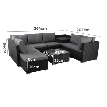 Ottoman-Style Outdoor Lounge Set in Grey.