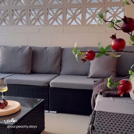 Ottoman-Style Outdoor Lounge Set in Grey.
