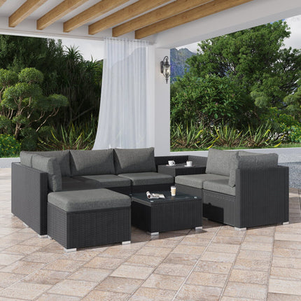 Ottoman-Style Outdoor Lounge Set in Grey.