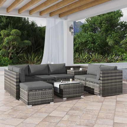 Large Modular Outdoor Ottoman Lounge Set in Grey.