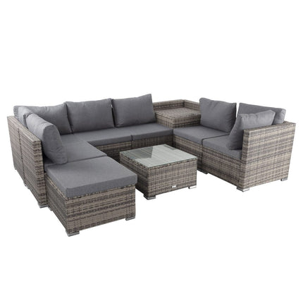 Large Modular Outdoor Ottoman Lounge Set in Grey.