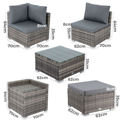 Large Modular Outdoor Ottoman Lounge Set in Grey.