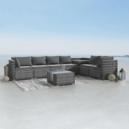 8PCS Outdoor Furniture Modular Lounge Sofa Lizard-Grey.