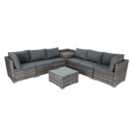 8PCS Outdoor Furniture Modular Lounge Sofa Lizard-Grey.