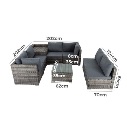 8PCS Outdoor Furniture Modular Lounge Sofa Lizard-Grey.