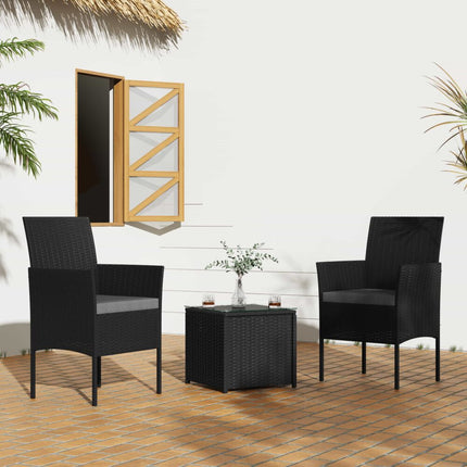 3PC Outdoor Table and Chairs Set-Black.