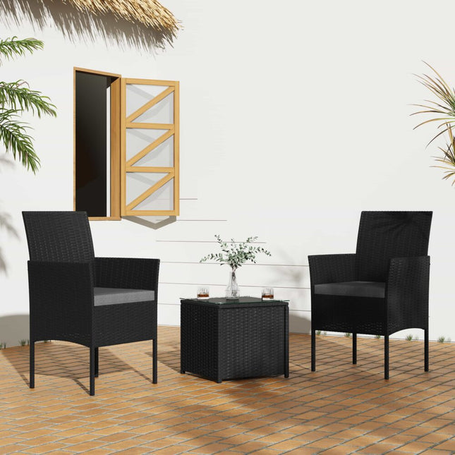 3PC Outdoor Table and Chairs Set-Black.