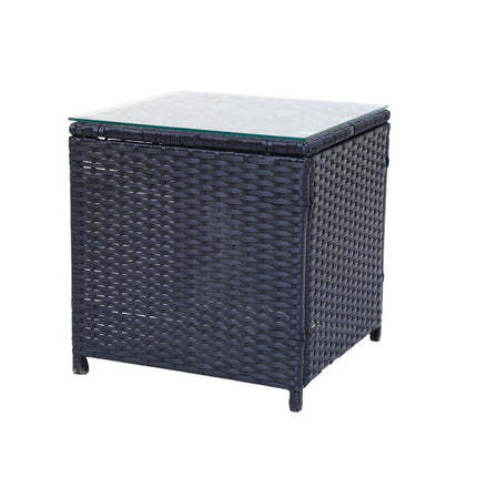 3PC Outdoor Table and Chairs Set-Black.