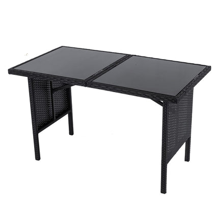 Eden 4-Seater Outdoor Lounge Set with Coffee Table in Black-Stylish Textile and Rope Design.