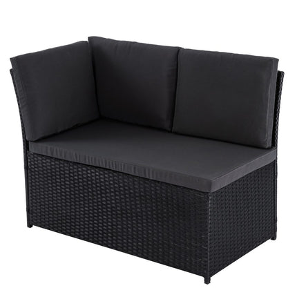 Eden 4-Seater Outdoor Lounge Set with Coffee Table in Black-Stylish Textile and Rope Design.