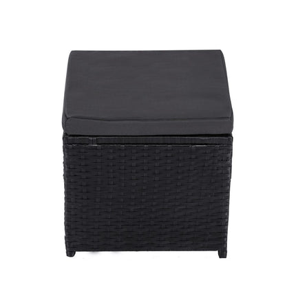 Eden 4-Seater Outdoor Lounge Set with Coffee Table in Black-Stylish Textile and Rope Design.