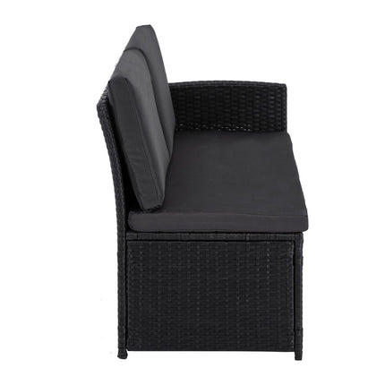 Eden 4-Seater Outdoor Lounge Set with Coffee Table in Black-Stylish Textile and Rope Design.